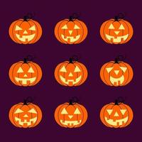 Helloween zucca contento facce. autunno vacanza. vettore illustrazione.