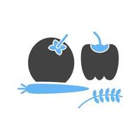 verdure glifo blu e nero icona vettore