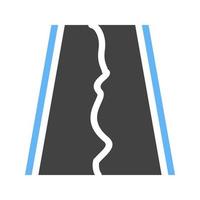 terremoto su strada glifo blu e nero icona vettore