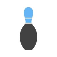 bowling perno glifo blu e nero icona vettore
