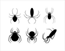 impostato di ragno ragnatela silhouette con occhi divertente illustrazioni vettore