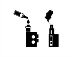 Vape con liquido e Fumo silhouette illustrazioni vettore