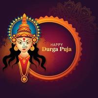 contento Durga puja indù Festival carta vacanza sfondo vettore