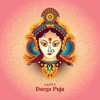 dea Durga viso nel contento Durga puja carta sfondo vettore