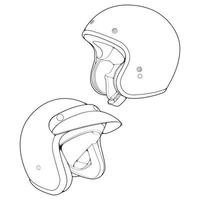 impostato di modello casco metà viso, linea arte casco vettore illustrazione, linea arte vettore, casco vettore