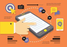 Fondo di vettore Marketing piatto digitale con Smart Phone Touch Screen