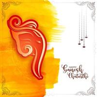 religioso indiano Festival contento ganesh Chaturthi saluto carta design vettore