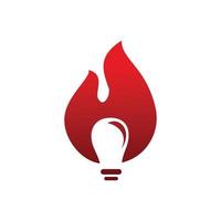 fuoco fiamma lampadina idea logo design vettore