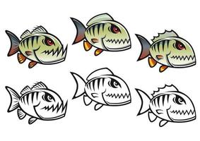 arrabbiato cartone animato piranha pesce vettore