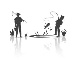 pesce pescatore stile silhouette collezione, vettore illustrazione