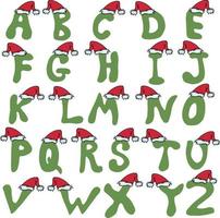 inglese alfabeto nel Natale cappelli. font. vettore Immagine.