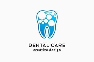 dentale cura logo design con creativo moderno concetto nel puntini elemento vettore