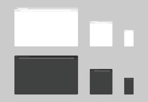 ragnatela del browser finestra modello. sito web del browser diverso dispositivi. campione telaio design ragnatela pagina modello. vettore
