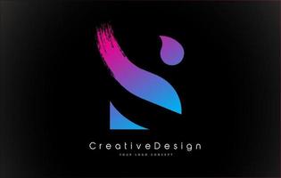 design del logo della lettera s con pennellata viola rosa creativa. vettore