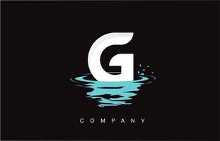 g lettera logo design con spruzzi d'acqua increspature gocce riflesso vettore