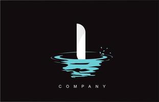 i lettera logo design con spruzzi d'acqua increspature gocce riflesso vettore