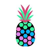scarabocchio ananas. moderno ananas frutta con colorato le foglie. astratto arte di tropicale frutta. isolato illustrazione su un' bianca sfondo. cartone animato stile. vettore illustrazione.