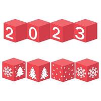 calendario per Natale, nuovo anno fatto di cubi con il numero 2023, colore vettore illustrazione
