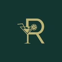 logo icona lettera r cocktail vettore