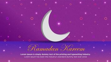 luna e luci lampeggianti sul viola per il Ramadan vettore