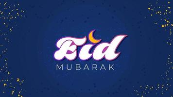 testo di Eid Mubarak sul gradiente blu con punti vettore