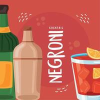 negroni lettering con cocktail vettore