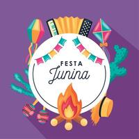 festa junina lettering telaio vettore