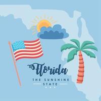 Florida luce del sole stato lettering cartolina vettore