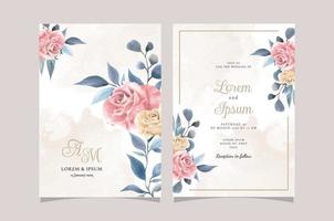 elegante modello di carta di invito a nozze disegnato a mano floreale vettore