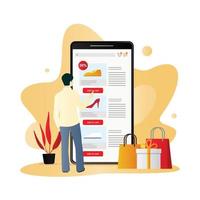 e-commerce mobile shopping illustrazione vettore