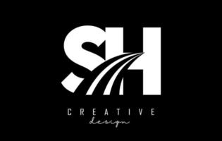 creativo bianca lettere sh S h logo con principale Linee e strada concetto design. lettere con geometrico design. vettore