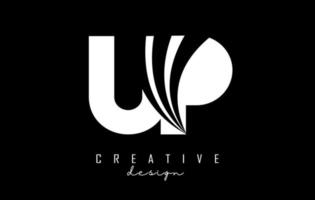 creativo bianca lettere su u p logo con principale Linee e strada concetto design. lettere con geometrico design. vettore