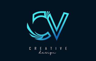 schema blu lettere CV c v logo con principale Linee e strada concetto design. lettere con geometrico design. vettore