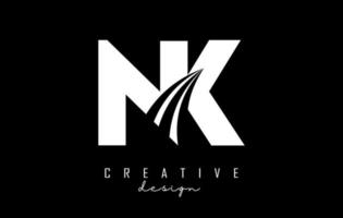 creativo bianca lettere nk n K logo con principale Linee e strada concetto design. lettere con geometrico design. vettore