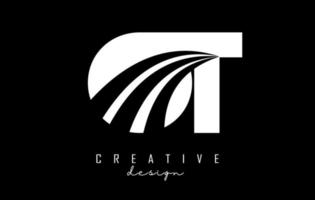 creativo bianca lettere ot o t logo con principale Linee e strada concetto design. lettere con geometrico design. vettore