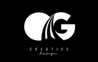 creativo bianca lettere og o g logo con principale Linee e strada concetto design. lettere con geometrico design. vettore
