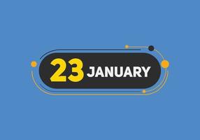 gennaio 23 calendario promemoria. 23 gennaio quotidiano calendario icona modello. calendario 23 gennaio icona design modello. vettore illustrazione