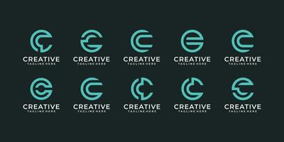 impostato di creativo iniziale lettera c logo design collezione modello. icone per attività commerciale di lusso, elegante, semplice. vettore