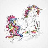 unicorno con coda e criniera arcobaleno pieno vettore