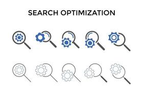 impostato di ricerca ottimizzazione icona vettore