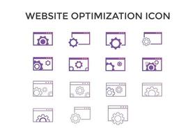 sito web ottimizzazione icone. sito web pagina sviluppo simbolo icona. concetto per SEO e ragnatela design vettore