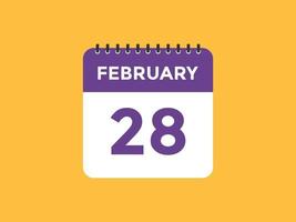 febbraio 28 calendario promemoria. 28th febbraio quotidiano calendario icona modello. calendario 28th febbraio icona design modello. vettore illustrazione
