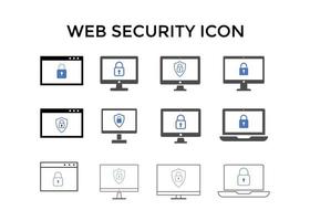ragnatela sicurezza icone. sito web sicurezza scudo protezione icona simbolo vettore
