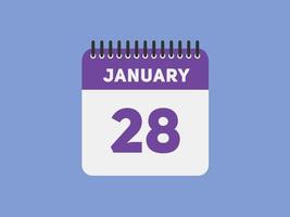 gennaio 28 calendario promemoria. 28th gennaio quotidiano calendario icona modello. calendario 28th gennaio icona design modello. vettore illustrazione
