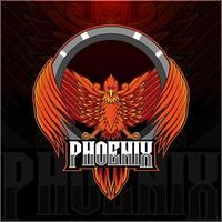 disegno del logo della mascotte di phoenix esport vettore