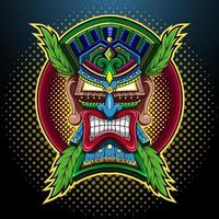 tiki maschera esport portafortuna logo vettore