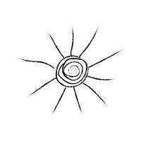 doodle illustrazione del cosmo in stile infantile. sole astratto disegnato a mano. bianco e nero. vettore