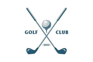 Vintage ▾ attraversato golf bastone e palla tee per sport club concorrenza logo design vettore