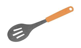 semplice cucinando cucchiaio con di legno maniglia acquerello disegno vettore illustrazione isolato su bianca sfondo. a fessura cucchiaio clipart. cucchiaio mano disegnato cartone animato stile. cucina utensili acquerello clipart