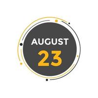 agosto 23 calendario promemoria. 23 agosto quotidiano calendario icona modello. calendario 23 agosto icona design modello. vettore illustrazione